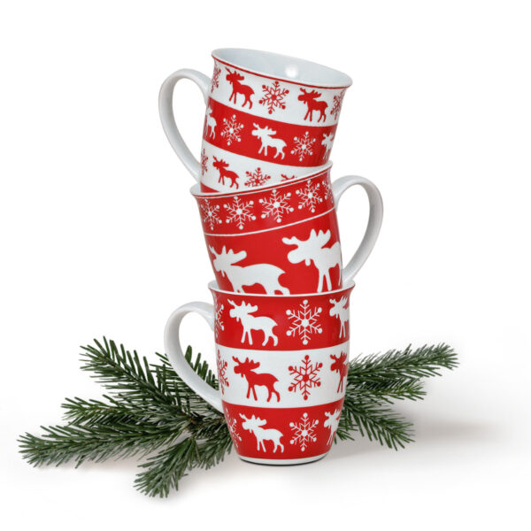 matches21 - Webshop Elch Weihnachtstassen Weihnachtsmotiv Tassen rot weiss Porzellan 36 Stk Karton 113453 1 1 1