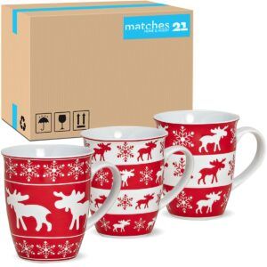 matches21 - Webshop Elch Weihnachtstassen Weihnachtsmotiv Tassen rot weiss Porzellan 36 Stk Karton 113453 2 1 10