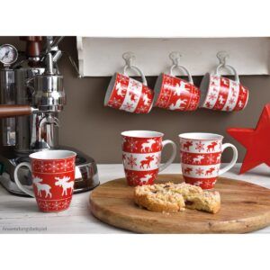 matches21 - Webshop Elch Weihnachtstassen Weihnachtsmotiv Tassen rot weiss Porzellan 36 Stk Karton 113453 8 1 16