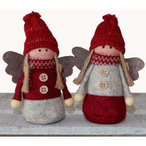 matches21 - Webshop Engel Engelchen Weihnachtsengel Dekofiguren Weihnachten 2er Set grau rot 13 cm 119771 1 15