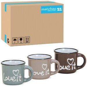 matches21 - Webshop Espressotasse LOVE IT Herz Emaille Optik 72 Stk blau und braun Keramik 50 ml 114402 1 25