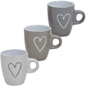 matches21 - Webshop Espressotasse Tasse mit Herzdekor Herz Keramik weiss beige oder grau 1 Stk B WARE 122103 1 23