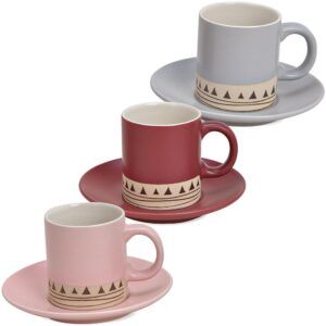 matches21 - Webshop Espressotasse Tasse und Unterteller Landhaus rosa weinrot ODER grau 1 Stk B WARE 122119 1 4