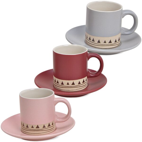 matches21 - Webshop Espressotasse Tasse und Unterteller Landhaus rosa weinrot ODER grau 1 Stk B WARE 122119 1 1