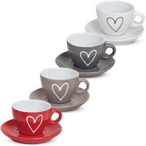 matches21 - Webshop Espressotasse mit Unterteller Herzdekor 1 Stk Keramik B WARE je 5 cm 50 ml 111835 1 1