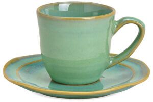 matches21 - Webshop Espressotasse und Teller Keramik Steingut Tasse und Teller gruen 1 Stk B WARE 121337 1 20