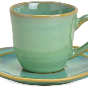 matches21 - Webshop Espressotasse und Teller Keramik Steingut Tasse und Teller gruen 1 Stk B WARE 121337 1 6