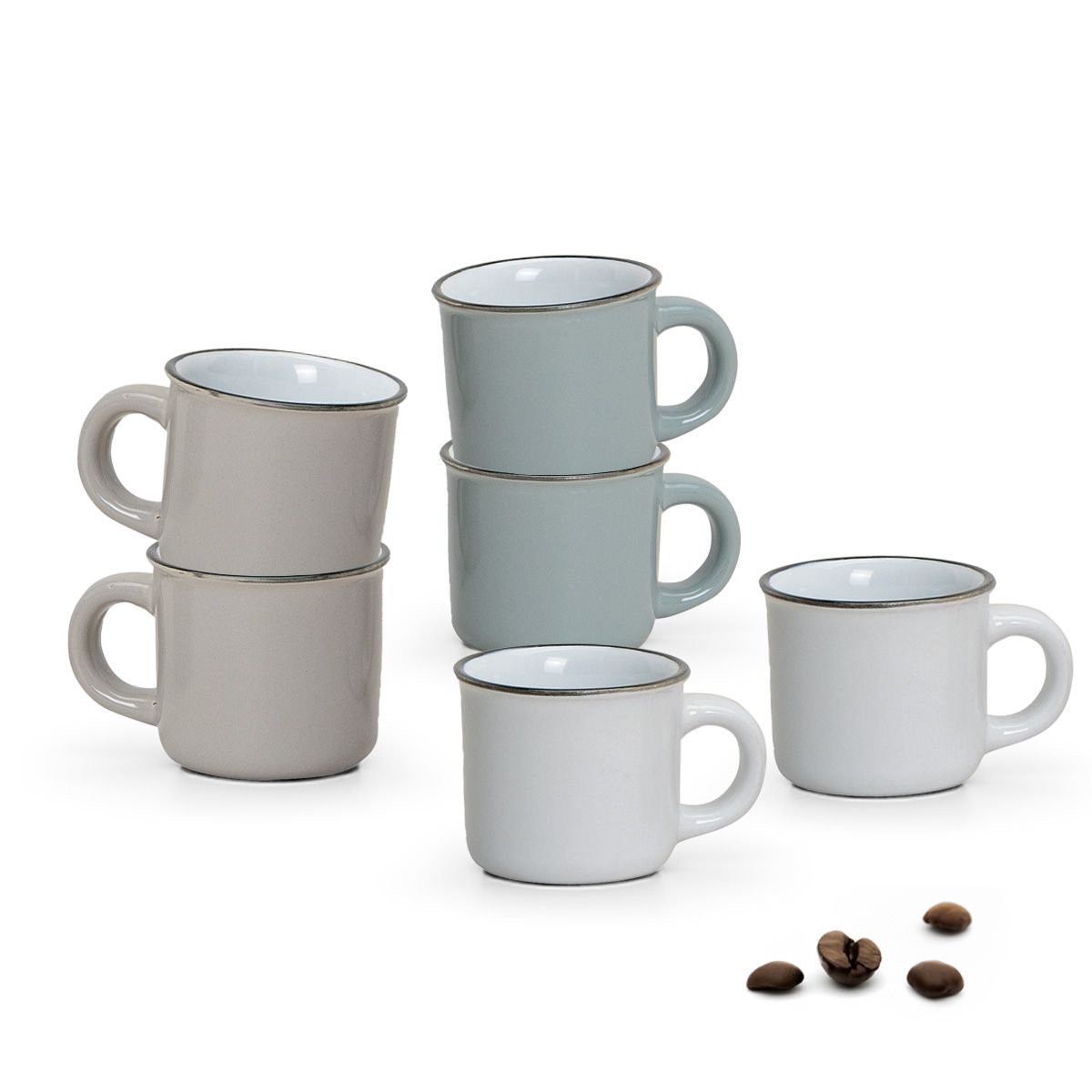 matches21 - Webshop Espressotassen Emaille Optik bunte Espressobecher 6er Set je 6 cm 50 ml 111358 1 46