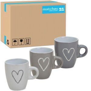 matches21 - Webshop Espressotassen Tassen mit Herzdekor Herz Keramik weiss beige grau 72 Stk sort 7 cm 122102 1 5