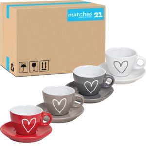 matches21 - Webshop Espressotassen mit Unterteller Herzdekor 72 Stk Karton Keramik je 5 cm 50 ml 110245 1 5