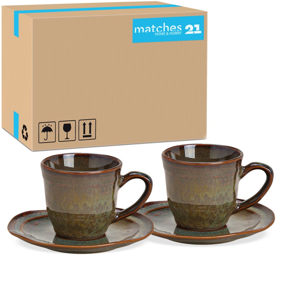 matches21 - Webshop Espressotassen und Teller Keramik Steingut Tassen und Teller braun 48 Stk 7 cm 121352 2 1 44