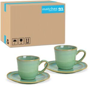 matches21 - Webshop Espressotassen und Teller Keramik Steingut Tassen und Teller gruen 48 Stk 7 cm 121336 1 1 5