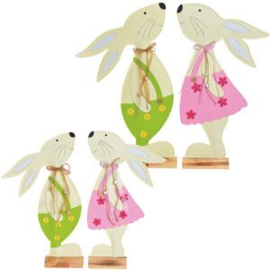 matches21 - Webshop Filzdeko Osterhasen Hasen Holzstaender Junge und Maedchen gruen und pink 2er Set 2 Groessen 117830 1 10