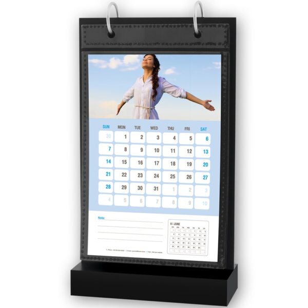 matches21 - Webshop Fotokalender Holz schwarz 12 Monate Metallringe Kunststoffhuellen Hoch 13x18 cm 124970 1 1 2