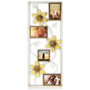 matches21 - Webshop Fotowechselrahmen 4 Fotos 10x15 cm Blumen Metall 1 Stk 29x75x2 5 cm gelb gold 120841 1 20