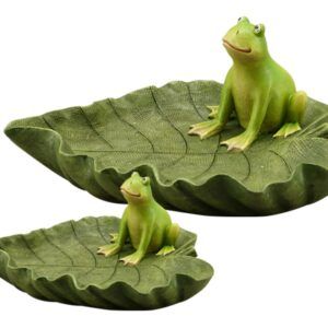 matches21 - Webshop Froesche auf Blatt sitzend Froschfiguren Gartendeko Gartenfiguren 1 Stk 2 Groessen 123869 1 3