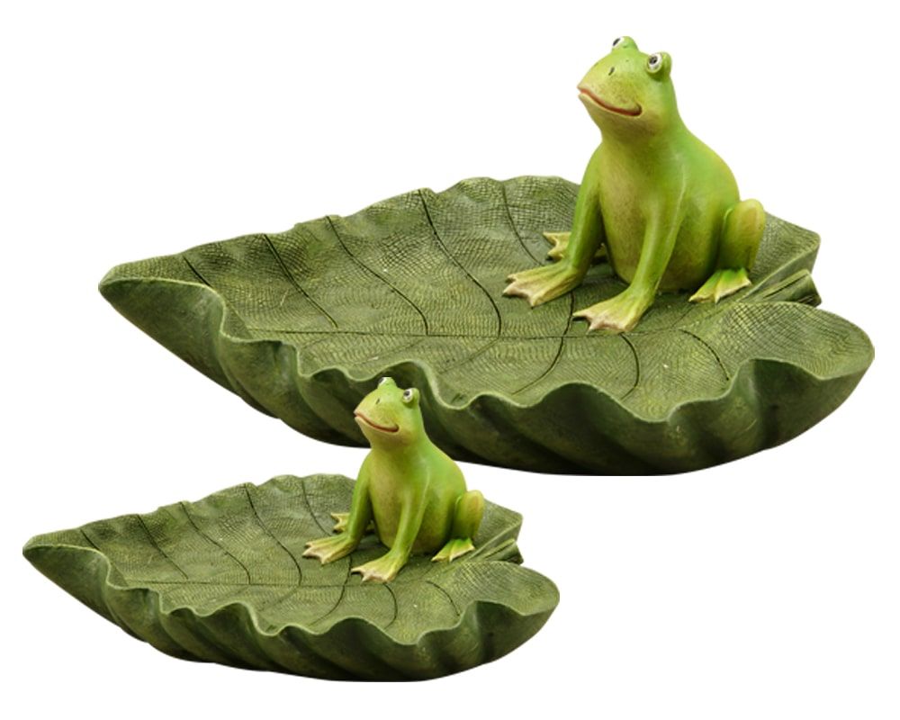 matches21 - Webshop Froesche auf Blatt sitzend Froschfiguren Gartendeko Gartenfiguren 1 Stk 2 Groessen 123869 1 1