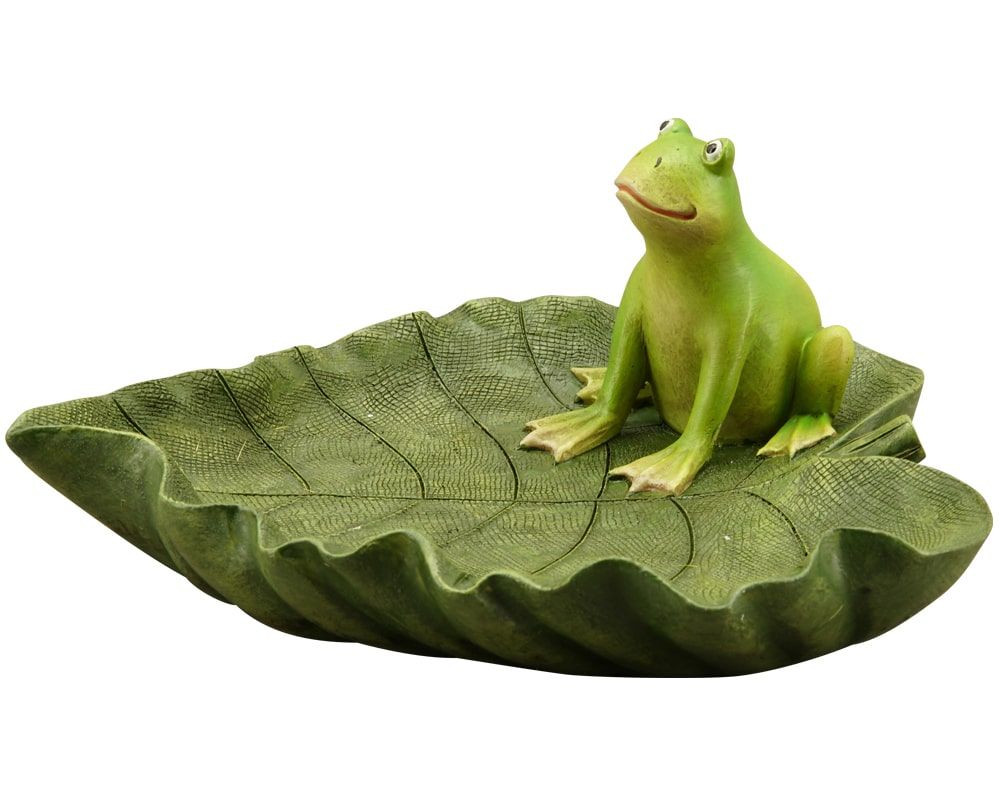 matches21 - Webshop Froesche auf Blatt sitzend Froschfiguren Gartendeko Gartenfiguren 1 Stk 2 Groessen 123869 1 1 2