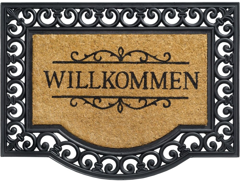 matches21 - Webshop Fussmatte Fussabstreifer KOKOS Ornamente Gummirand und Willkommen 60x80 cm rutschfest 119006 1 1