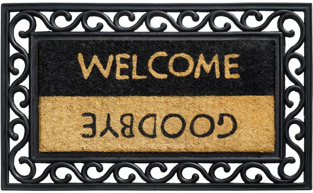 matches21 - Webshop Fussmatte Fussabstreifer Kokos In und Outdoor Gummi Welcome und Goodbye 1 Stk 45x75 cm 123914 1 1