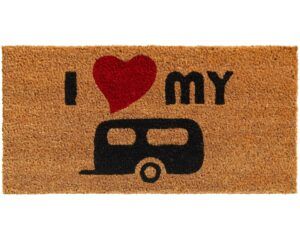 Fußmatte Kokosmatte INDOOR I LOVE MY & Wohnwagen & rotes Herz - 1 Stk 25x50 cm