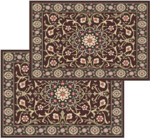 matches21 - Webshop Fussmatten Fussabstreifer DECOR Blueten Perser Mandala braun beige waschbar 2 Groessen 119164 1 13