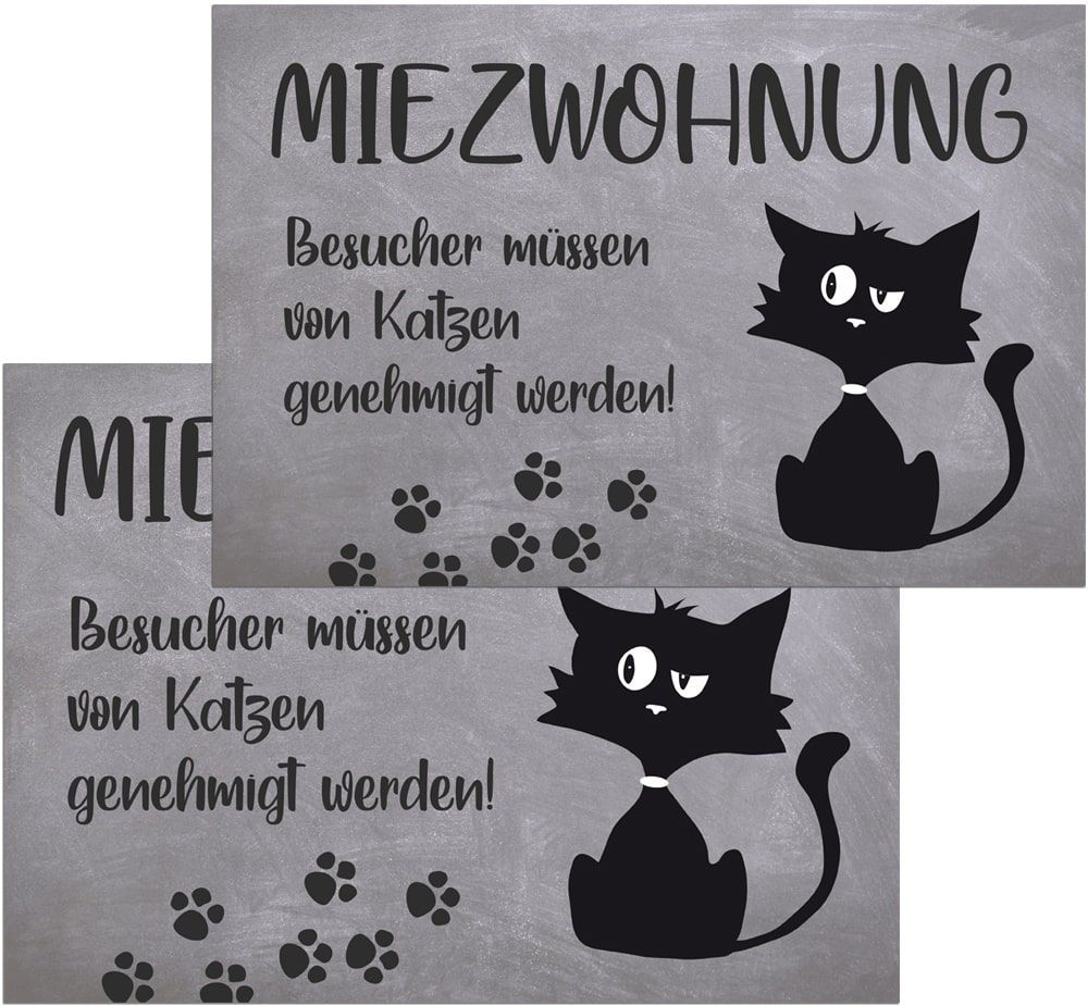 matches21 - Webshop Fussmatten Fussabstreifer DECOR Katze Comic Miezwohnung Spruch grau waschbar 2 Gr 119175 1 19