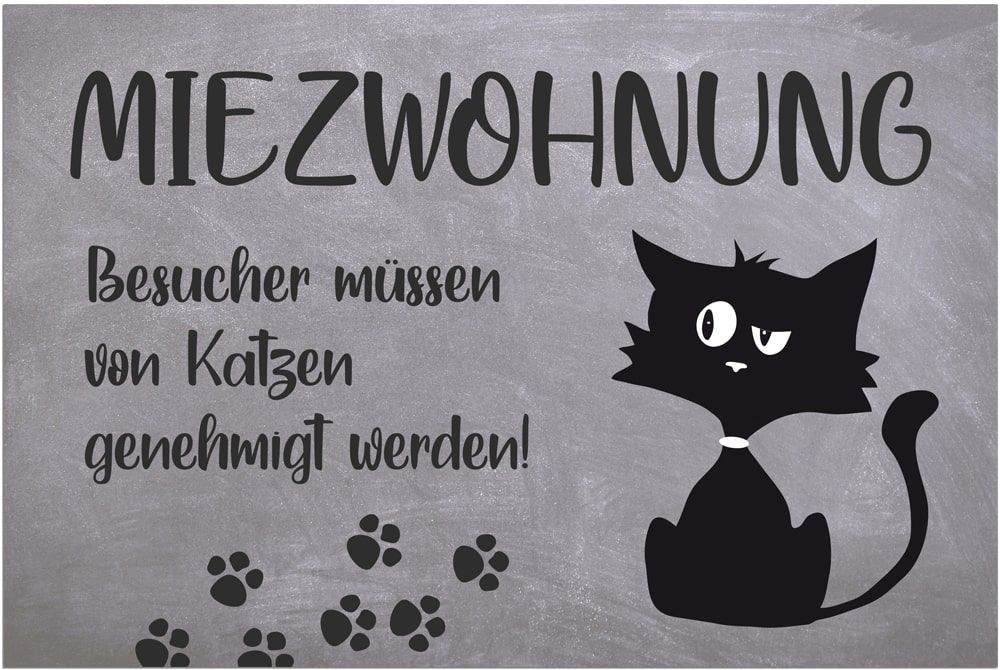 matches21 - Webshop Fussmatten Fussabstreifer DECOR Katze Comic Miezwohnung Spruch grau waschbar 2 Gr 119175 1 1 10