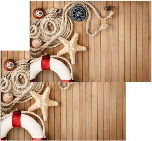 matches21 - Webshop Fussmatten Fussabstreifer DECOR Maritim Seestern Kompass Holz waschbar 2 Groessen 119134 1 1 13