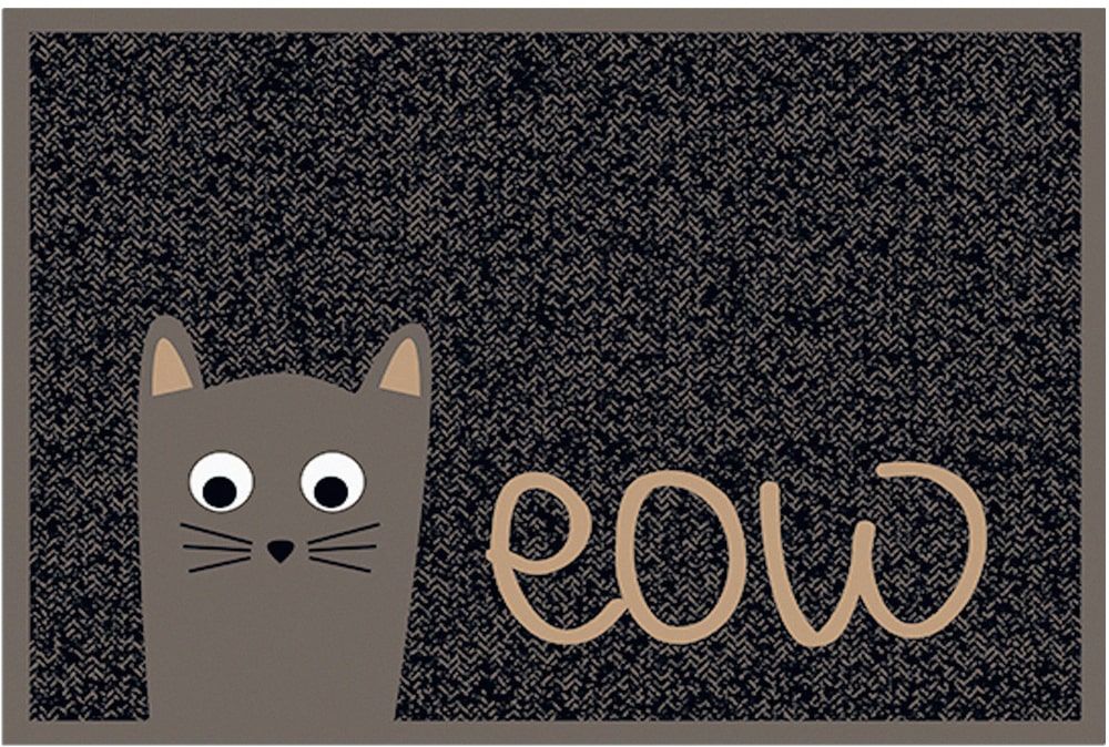 matches21 - Webshop Fussmatten Fussabstreifer DECOR Meow Katze Miau Comic Cat braun waschbar 2 Groessen 119132 2 1 10