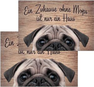 matches21 - Webshop Fussmatten Fussabstreifer DECOR Mops Hund Spruch Zuhause lustig waschbar 2 Groessen 119177 1 10