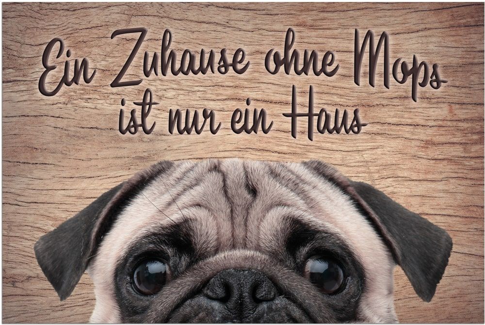 matches21 - Webshop Fussmatten Fussabstreifer DECOR Mops Hund Spruch Zuhause lustig waschbar 2 Groessen 119177 1 1 10