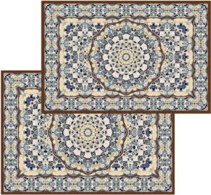 matches21 - Webshop Fussmatten Fussabstreifer DECOR Perser Ornamente blau braun beige waschbar 2 Groessen 120649 1 13