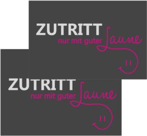 matches21 - Webshop Fussmatten Fussabstreifer DECOR Zutritt nur mit guter Laune grau waschbar 2 Groessen 119159 1 13