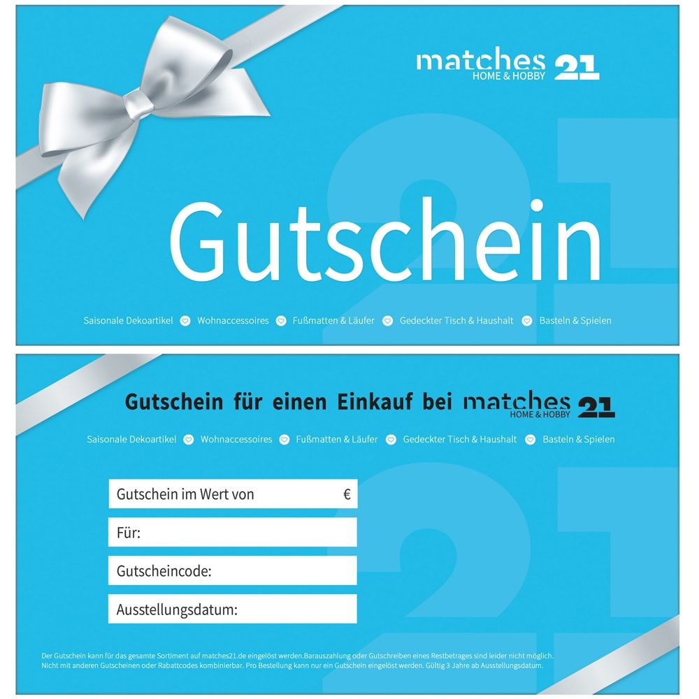 matches21 Geschenkgutschein - Gutschein zum Verschenken für jeden Anlass