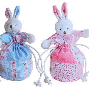 matches21 - Webshop Geschenksaeckchen Pluesch Osterhasen Beutel und Zugband Osternest 2er Set rosa blau 123760 1 7