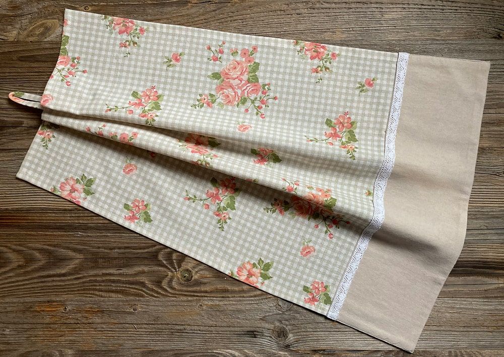 matches21 Geschirrtuch Abtrockentuch LUISA Rosen Karo Borduere bunt 50x70 cm Landhaus 1 Stk 121427 1 1