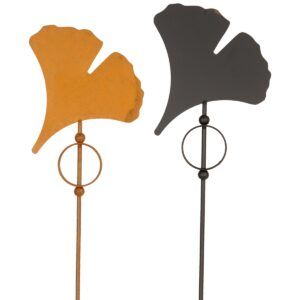 matches21 - Webshop Ginkgo Gartenstecker gross 90 cm Wetterfeste Vintage Gartendeko aus Metall Eleganter XXL Blumenstecker fuer Draussen Dekostecker Antik Balkon Terrasse und Beete 127676 1 1 10