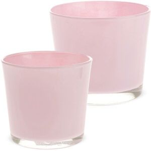 matches21 - Webshop Glastoepfe Pflanzgefaesse Teelichtglaeser rund uebertoepfe Glas rosa 1 Stk in 2 Groessen 123735 1 13