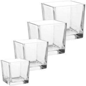 matches21 - Webshop Glastoepfe Quader Glasquader Pflanztoepfe Wuerfel dickes Glas klar 1 Stk 4 Groessen 123731 1 26