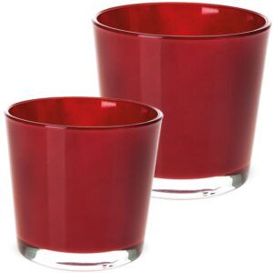 matches21 - Webshop Glastoepfe Teelichtglaeser rund Pflanzgefaesse uebertoepfe Glas rot 1 Stk in 2 Groessen 123734 1 36