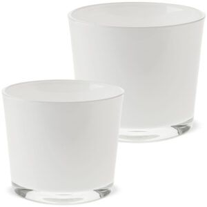 matches21 - Webshop Glastoepfe Toepfe rund Pflanzgefaesse Teelichtglaeser Glas weiss 1 Stk in 2 Groessen 123733 1 34