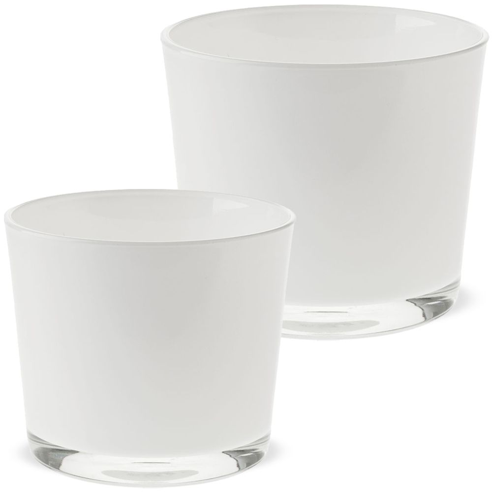 matches21 - Webshop Glastoepfe Toepfe rund Pflanzgefaesse Teelichtglaeser Glas weiss 1 Stk in 2 Groessen 123733 1 9