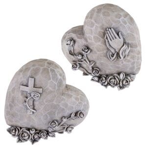 matches21 - Webshop Grabschmuck Herzen 2 Grabherzen Kreuz und betenden Haende 14x13 cm 126588 1 21