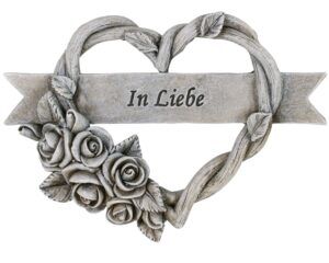 matches21 - Webshop Grabschmuck Herzen mit Rosenranke IN LIEBE Spruch Metalloese grau 2 Groessen 125278 2 1 12