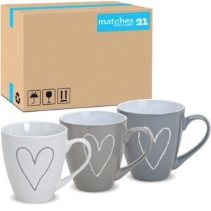 matches21 - Webshop Grosse Becher Tassen Kaffeebecher Herzen Herzdekor grau 24 Stk 400 ml 110269 1 15