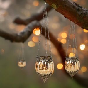 matches21 - Webshop Haengendes Kerzenglas Vintage Windlicht gold in 2 Groessen Modernes Windlichtglas als Kerzenstaender Laterne und Teelichthalter Boho Kerzenhalter Teelichtglas fuer Wohnzimmer Balkon 3 49