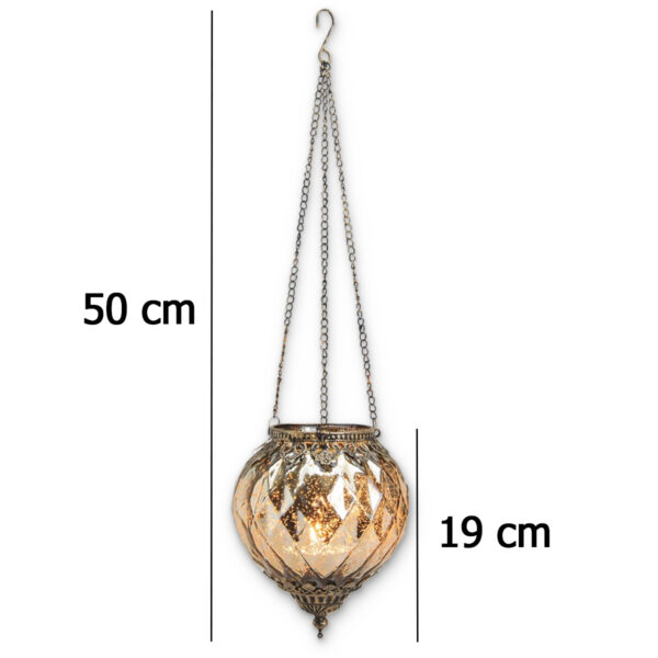 matches21 - Webshop Haengendes Kerzenglas Vintage Windlicht gold in 2 Groessen Modernes Windlichtglas als Kerzenstaender Laterne und Teelichthalter Boho Kerzenhalter Teelichtglas fuer Wohnzimmer Balkon 9 40