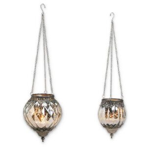 matches21 - Webshop Haengendes Kerzenglas Vintage Windlicht silber in 2 Groessen Modernes Windlichtglas als Kerzenstaender Laterne und Teelichthalter Boho Kerzenhalter Teelichtglas fuer Wohnzimmer Balkon 1 26 16