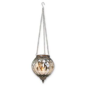 matches21 - Webshop Haengendes Kerzenglas Vintage Windlicht silber in 2 Groessen Modernes Windlichtglas als Kerzenstaender Laterne und Teelichthalter Boho Kerzenhalter Teelichtglas fuer Wohnzimmer Balkon 8 54